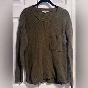 Madewell Olive Green Ribbed Scoop Neck Pullover Sweater